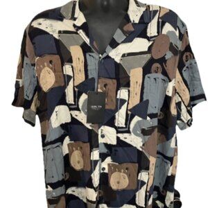 Level Ten Large Multicolor woven Short Sleeve Casual Button Down camp Shirt. NWT